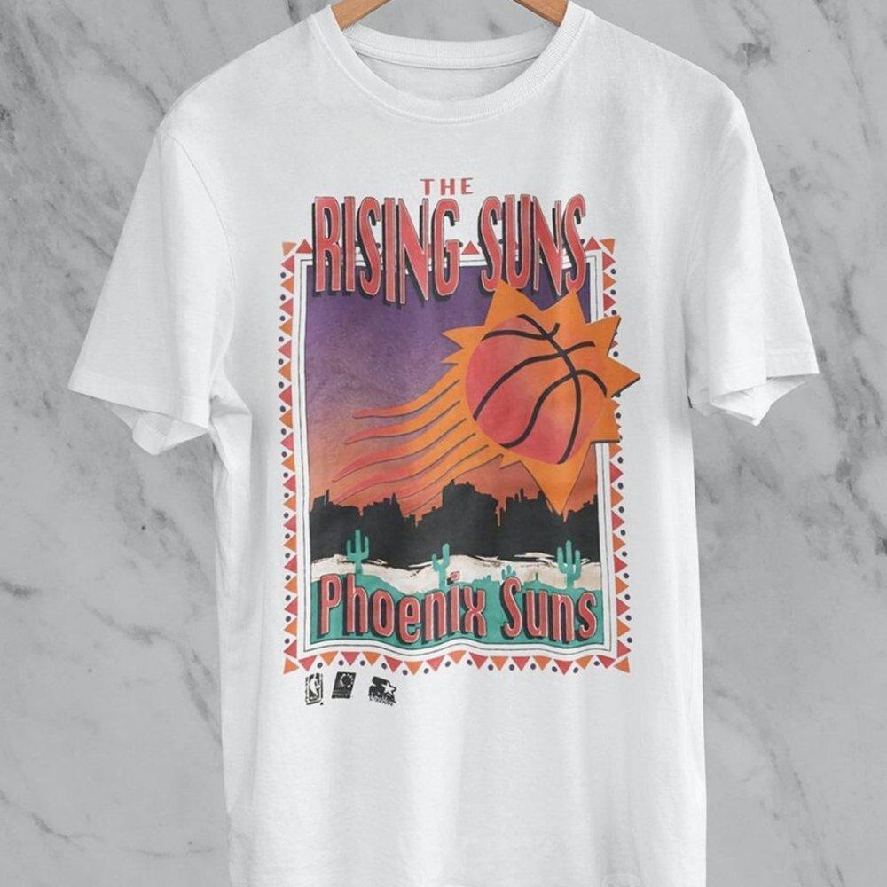 Retro The Rising Suns Phoenix Suns White Unisex T-Shirt, Phoenix Suns Nba